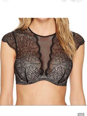 B.tempt’d by Wacoal After Hours Black Lace High-Neck Underwire Bralette